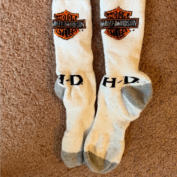 Harley-Davidson White and Gray Casual Socks with Orange Logo - Picture 1 of 2